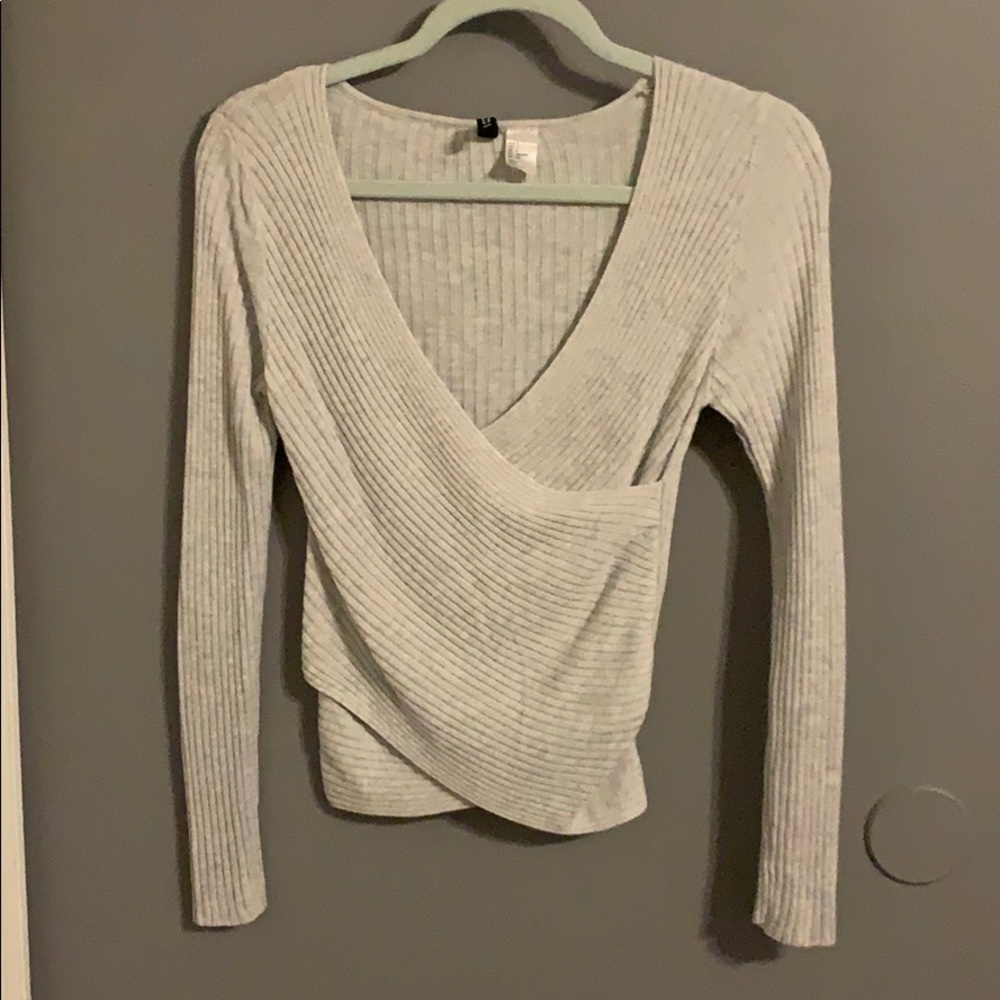 Gray Wrap Top
